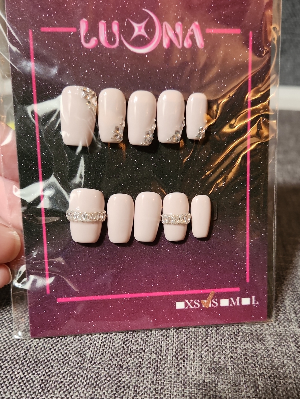 Nude Pink Press On Nails. Size Small